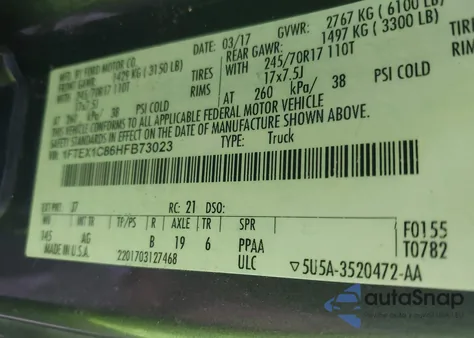 2017 Ford F-150 Xl from USA, damaged, VIN 1FTEX1C86HFB73023